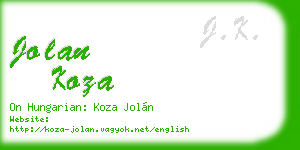 jolan koza business card